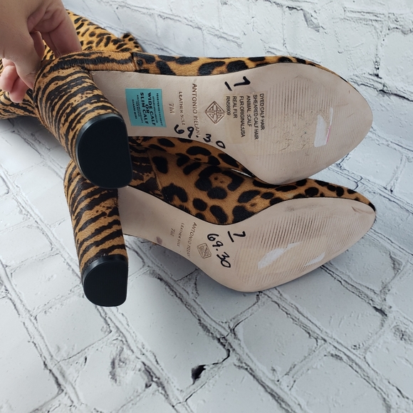 NWOB Antonio Melani Leather Animal Print Fur boots - Picture 11 of 12